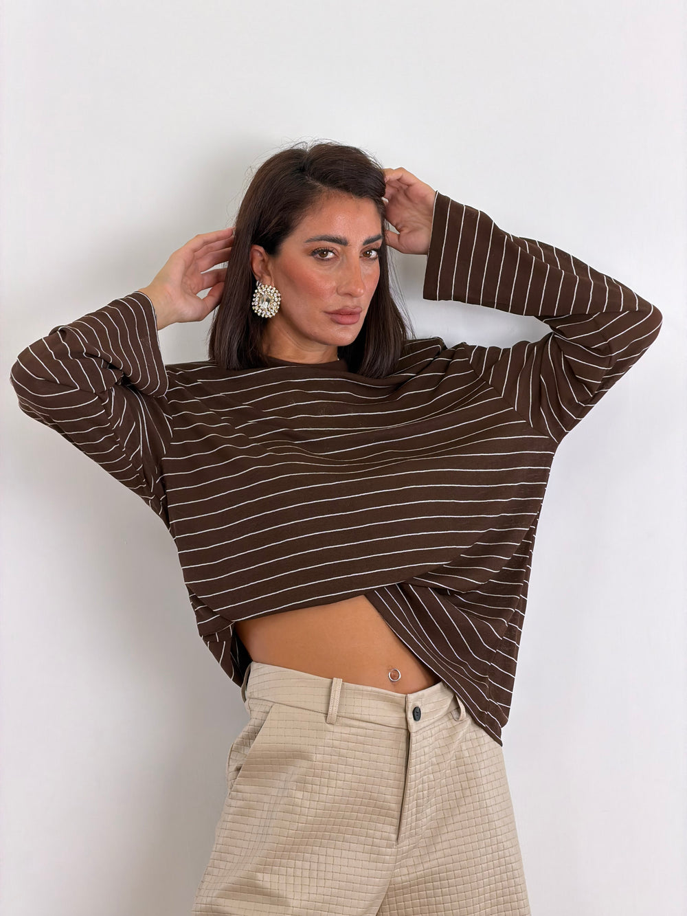 Maglia Venice Marrone e bianca H16179