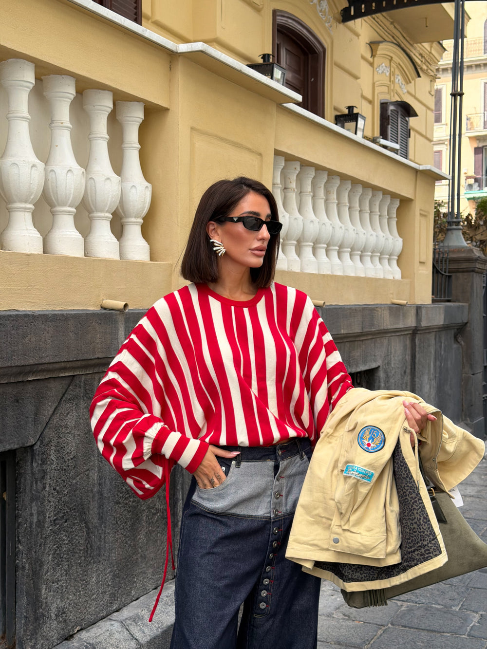 Maglia a righe Red  White 15699