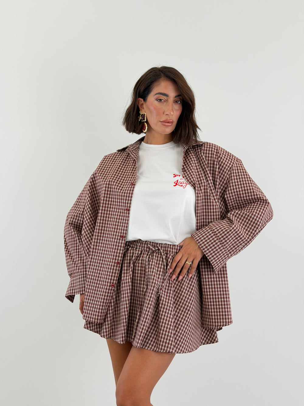 Coordinato micro quadretti bordeaux 02704 /1997