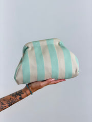 Pochette righe panna e verde salvia 235