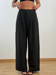 Pantalone nero gessato P13579