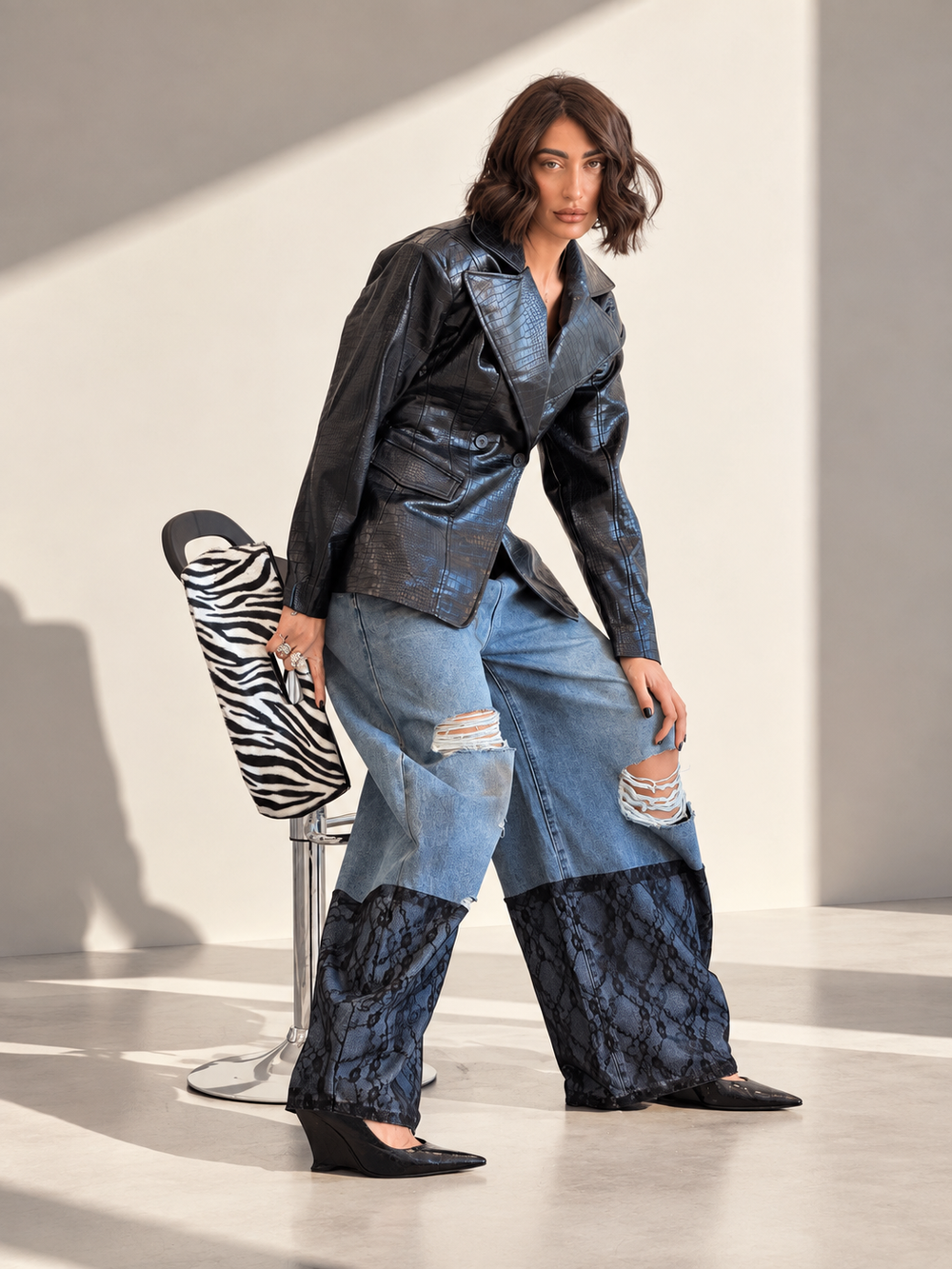 Jeans con inserti in pizzo 55433