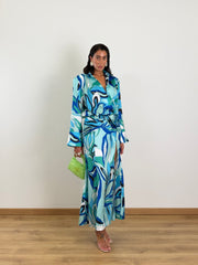 Abito GEOMETRIC ISLAND AZZURRO R 16165