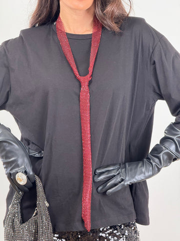 Cravatta Swarovski bordo