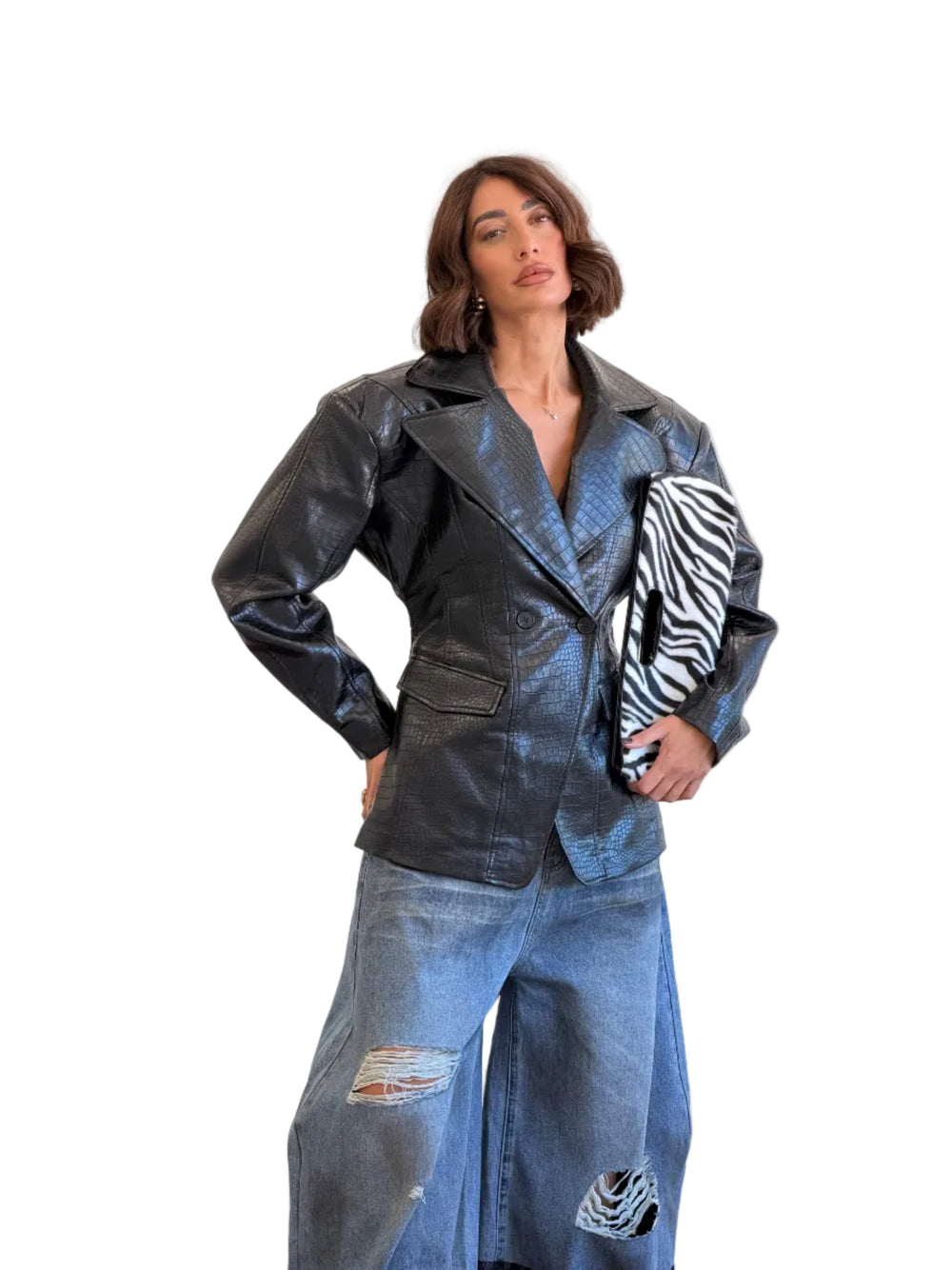 Blazer Goth Croco Black 15356