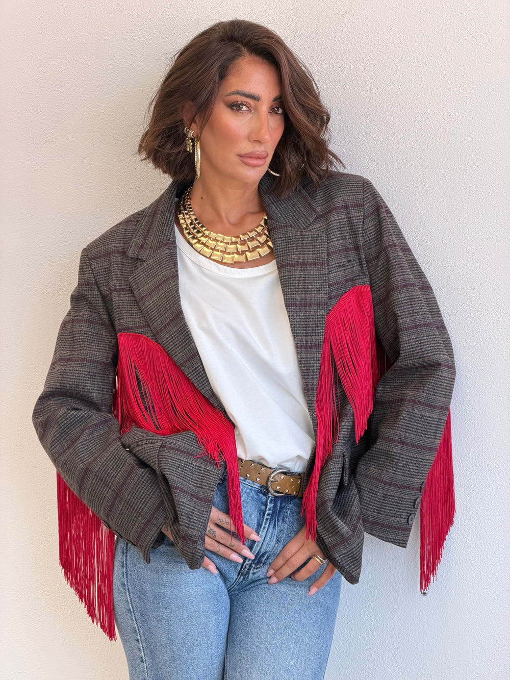 Blazer Lumina frange rosse 5936