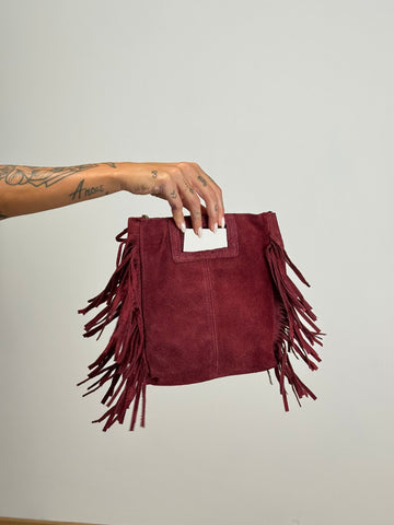 Borsa QUADRATA FRANGE VERA PELLE