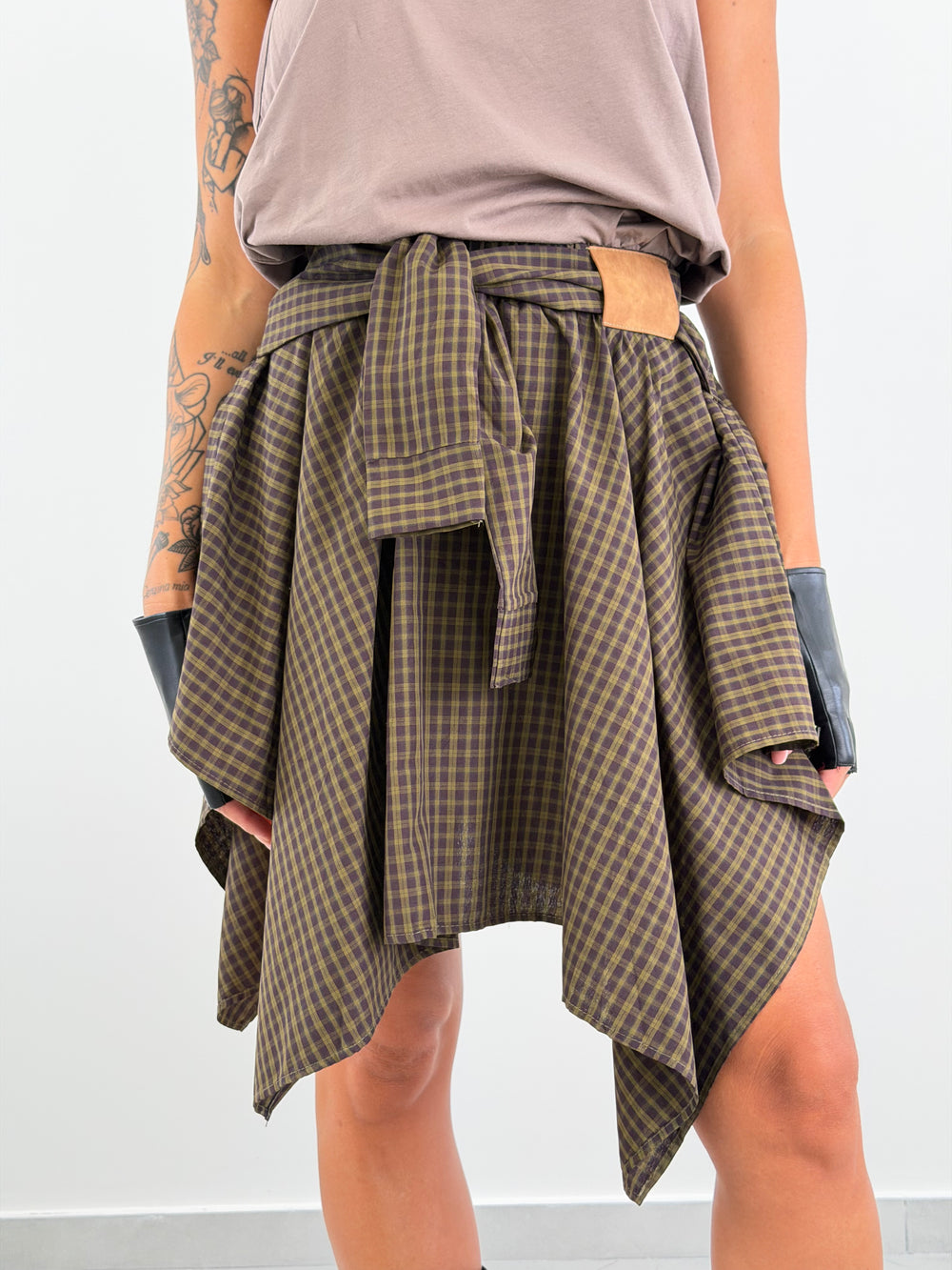 Gonna camicia Tartan marrone 2816