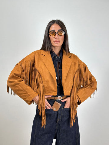 Giubbino CROPED FRANGE CAMEL 44183
