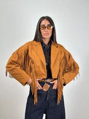 Giubbino CROPED FRANGE CAMEL 44183