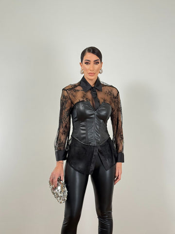 Corsetto ECOPELLE NERO TR8952