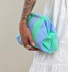 Pochette righe azzurro e tiffany 921