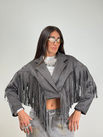 Giubbino CROPED FRANGE GREY 44183