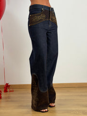 Jeans con velluto marrone H5295