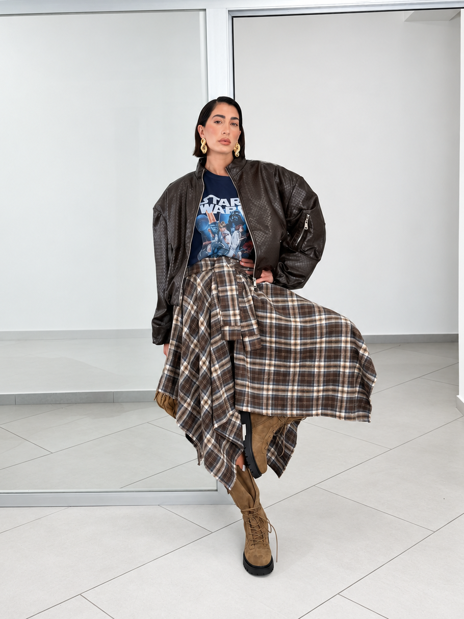 Gonna camicia lunga marrone 268371