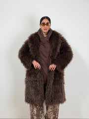 Ecopelliccia Mongolia lunga MARRONE F11509