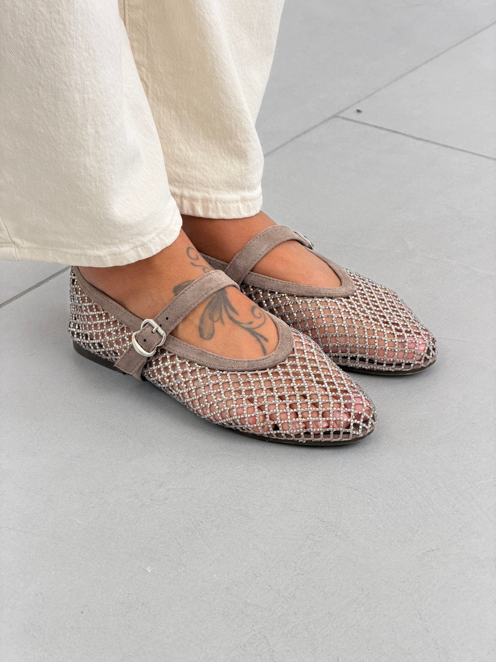 Ballerina Brillantini taupe 8552