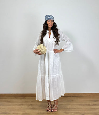 Abito LUNGO MACRAME BIANCO 15070