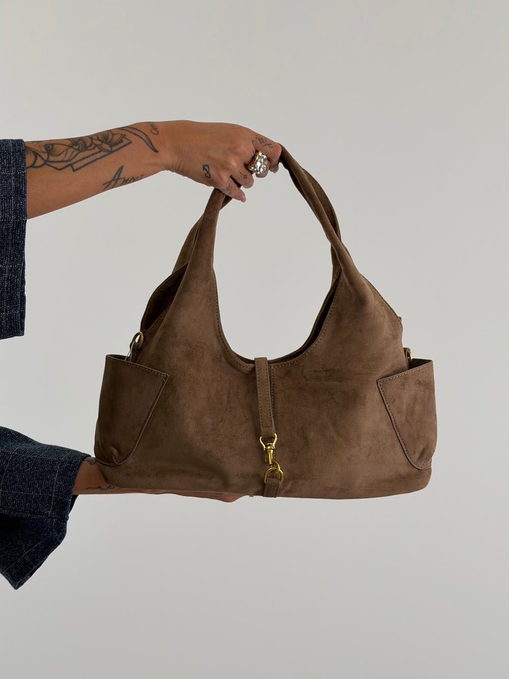 Borsa Hobo fango scamosciata 2398
