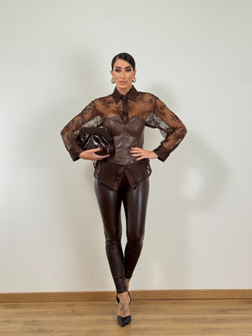 Leggings ECOPELLE HIGH MARRONE VS19039-50