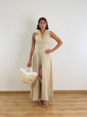 Abito Smanicato Lino Beige