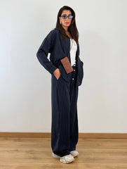 Coordinato blu gessato 25003