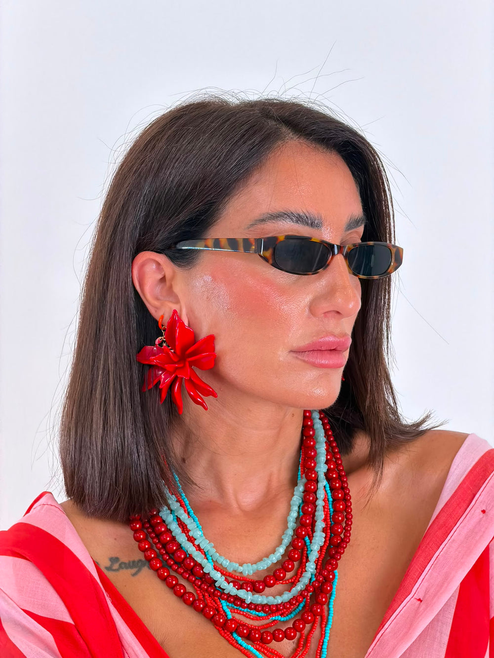 Orecchini Fiore rosso