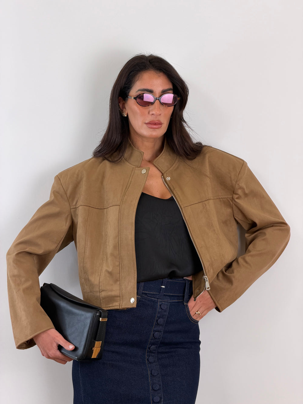 Giacca Suede Camel V11790