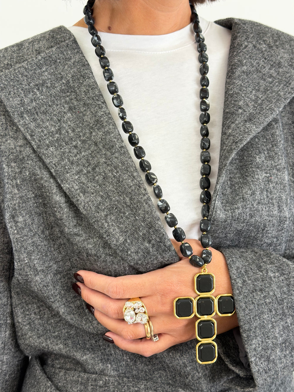 Collana Maxi Croce Nera 1080