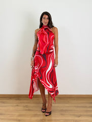 Coordinato Geometric rosso 16032