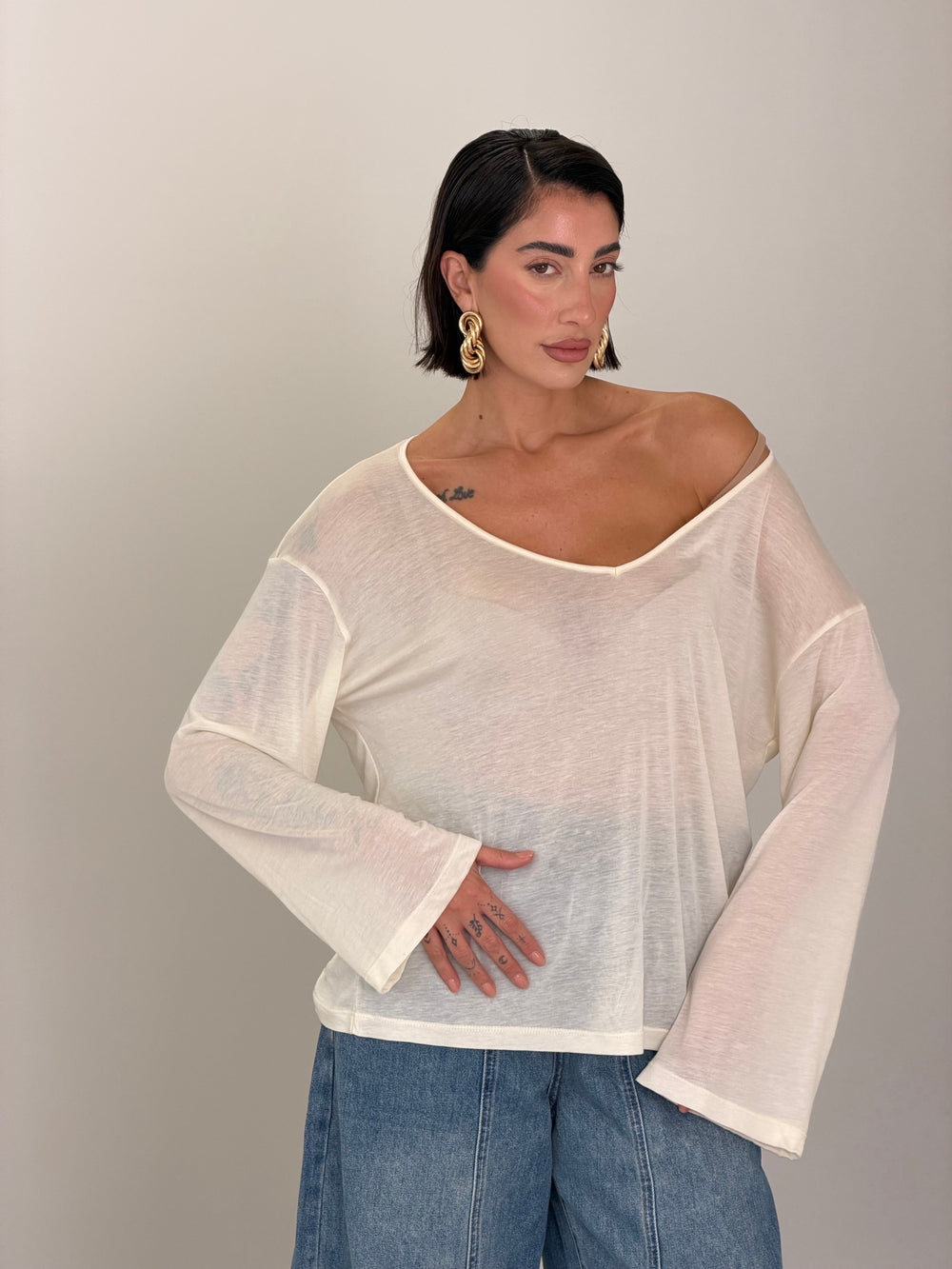 Maglia relax beige 183