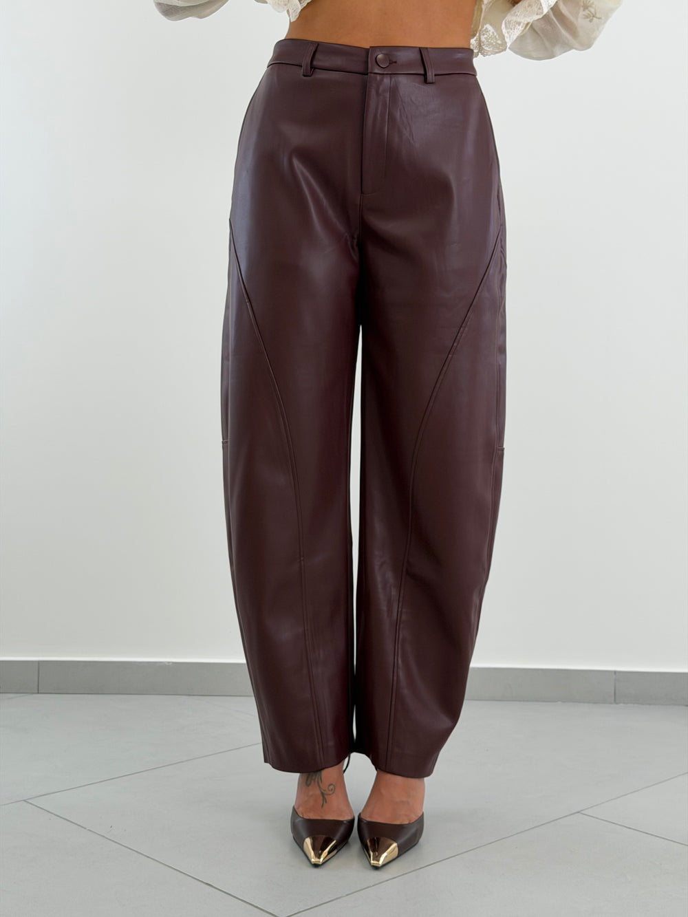 Pantalone Ecopelle Borgogna 9017