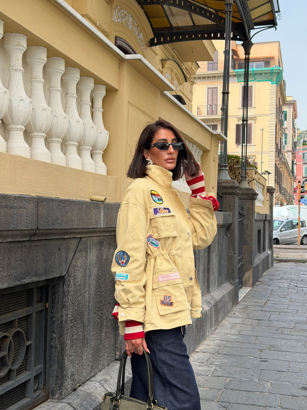 Giacca Militare Patch Gialla V15600