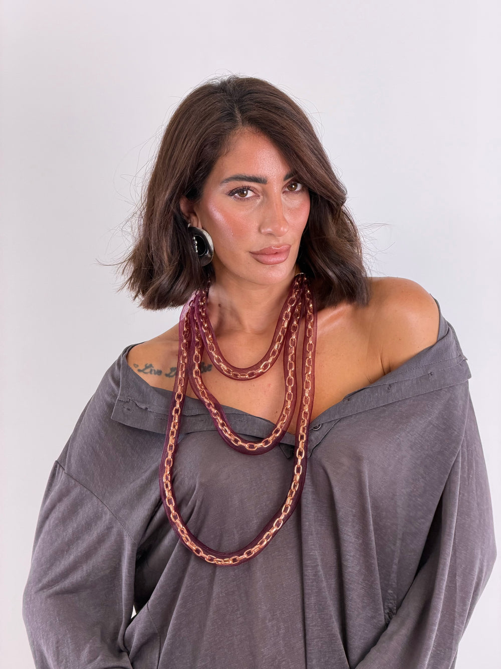 Collana mesh bordeaux