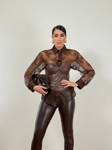 Corsetto ECOPELLE MARRONE TR8952