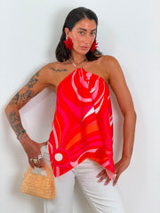 Top Foulard geometric ROSSO ARANCIO H16170