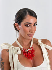 Collana Intreccio Corallo 129