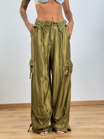 Pantalone SATINATO ACIDO CARGO w42305