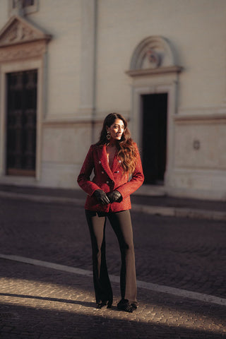 Pantaloni neri elasticizzati zampa 5435