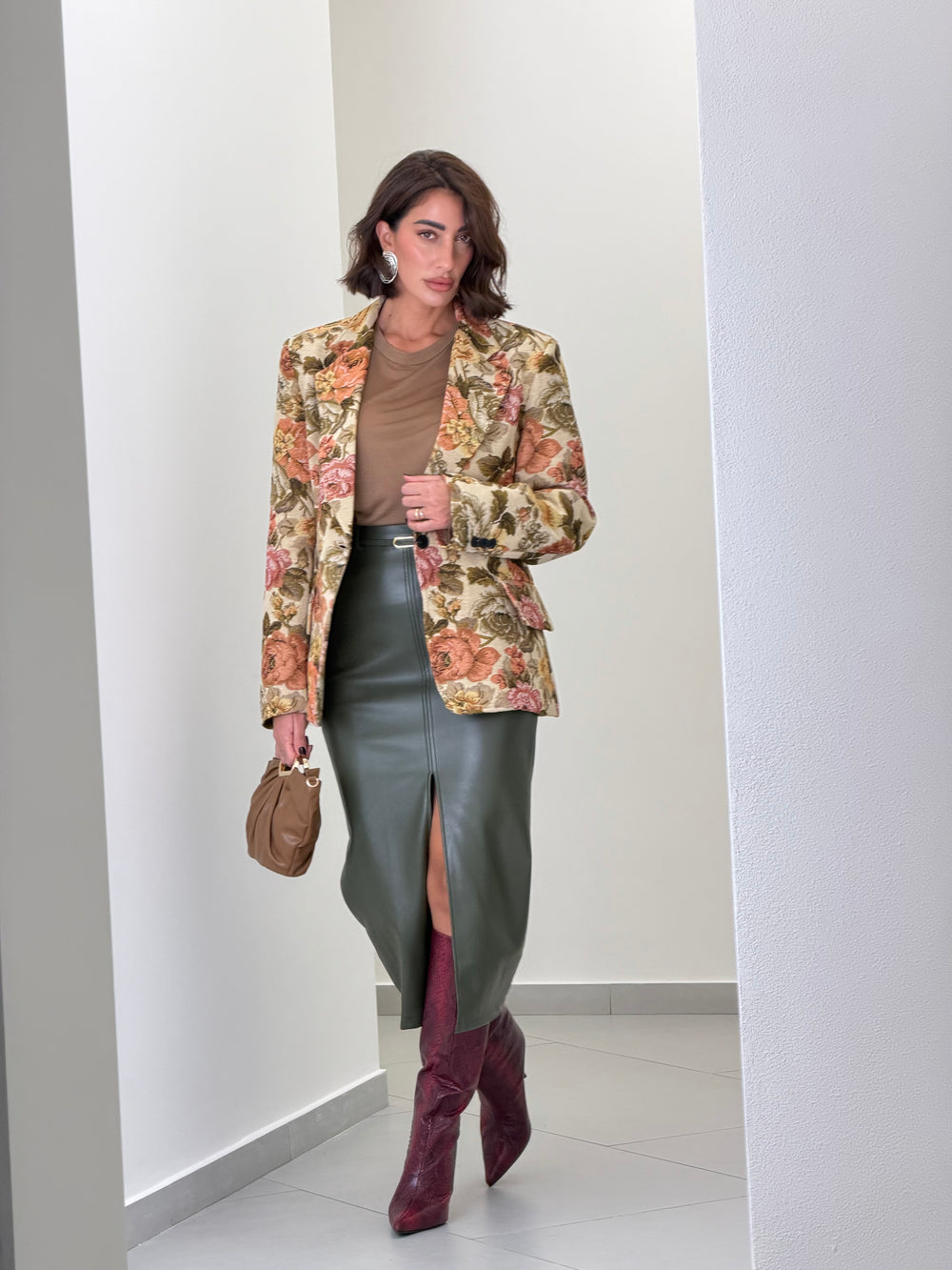 Longuette ecopelle Verde 8382