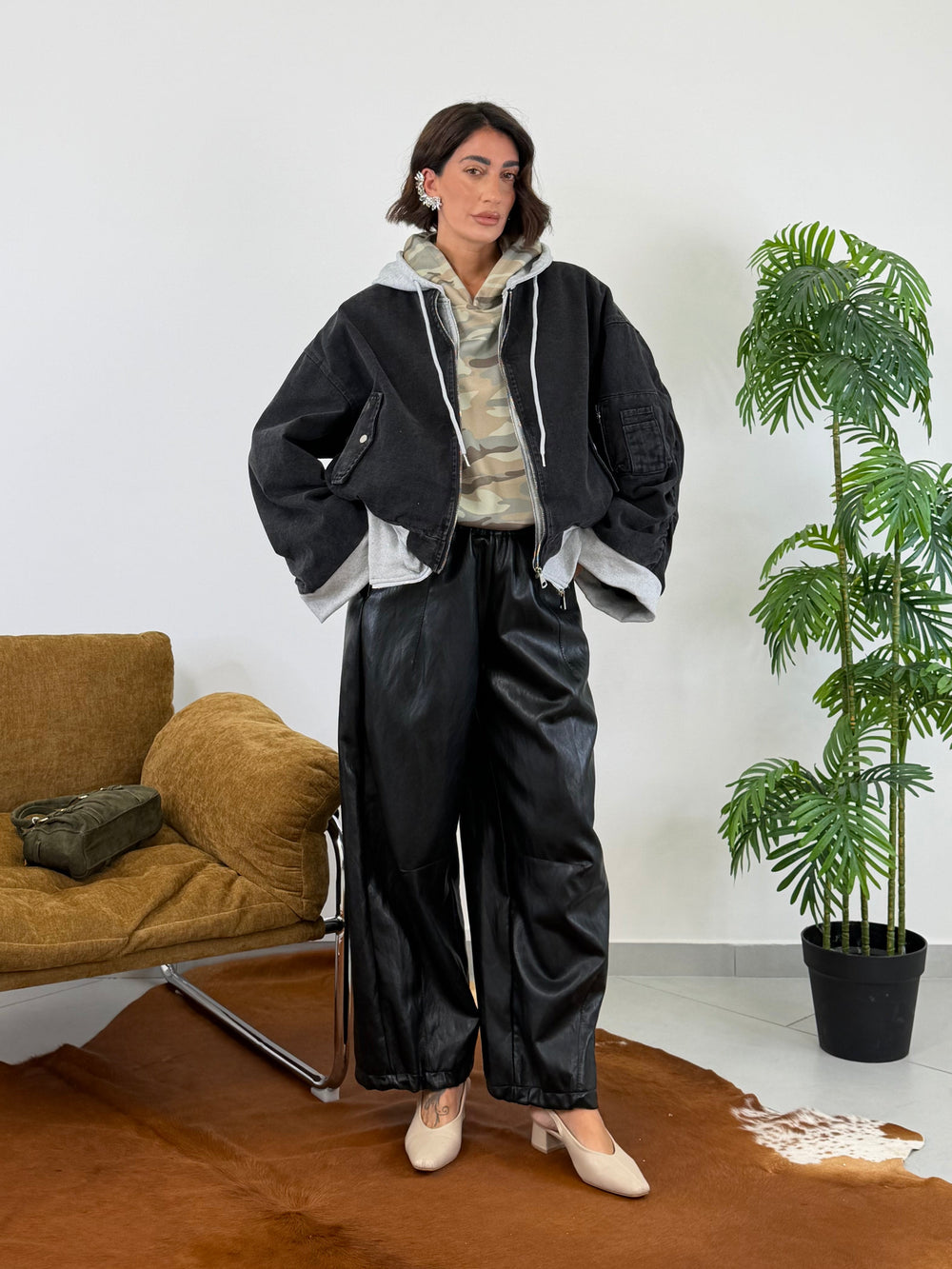 Pantalone Daily Chic In Ecopelle Nero CEC062