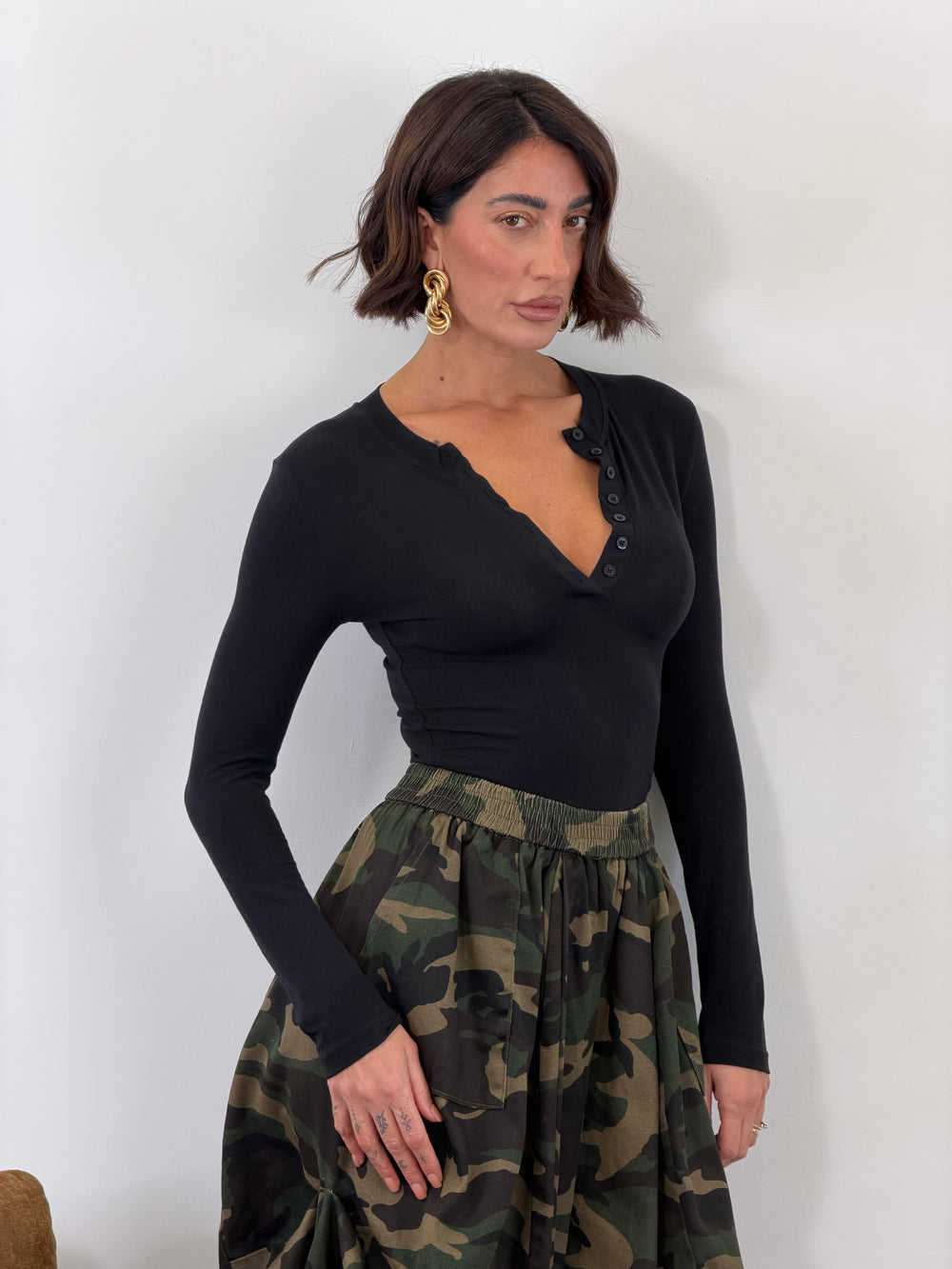 Maglia Serafino Nera H13102