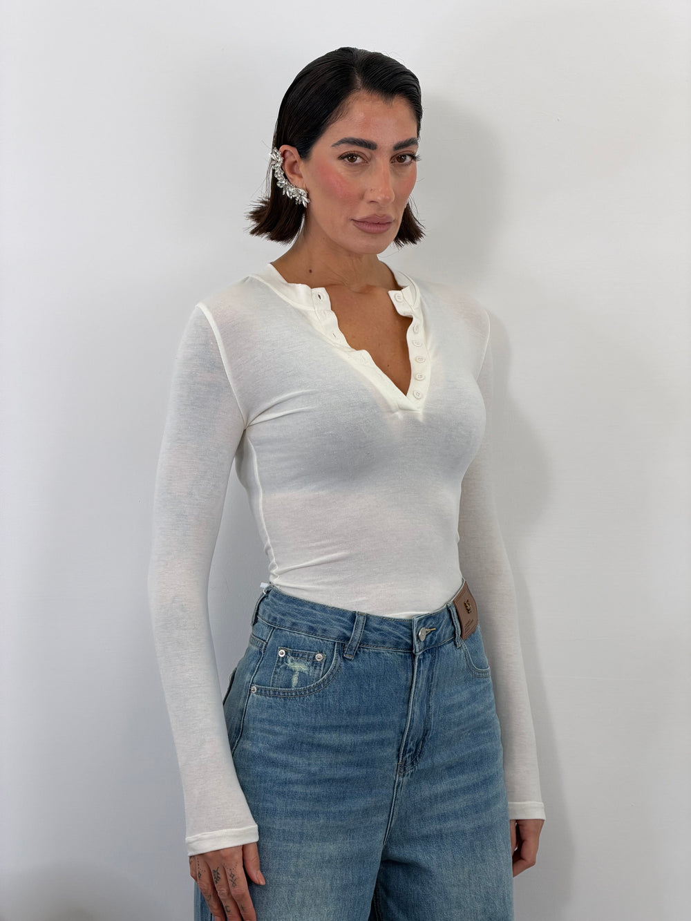 Maglia Serafino Panna H13102