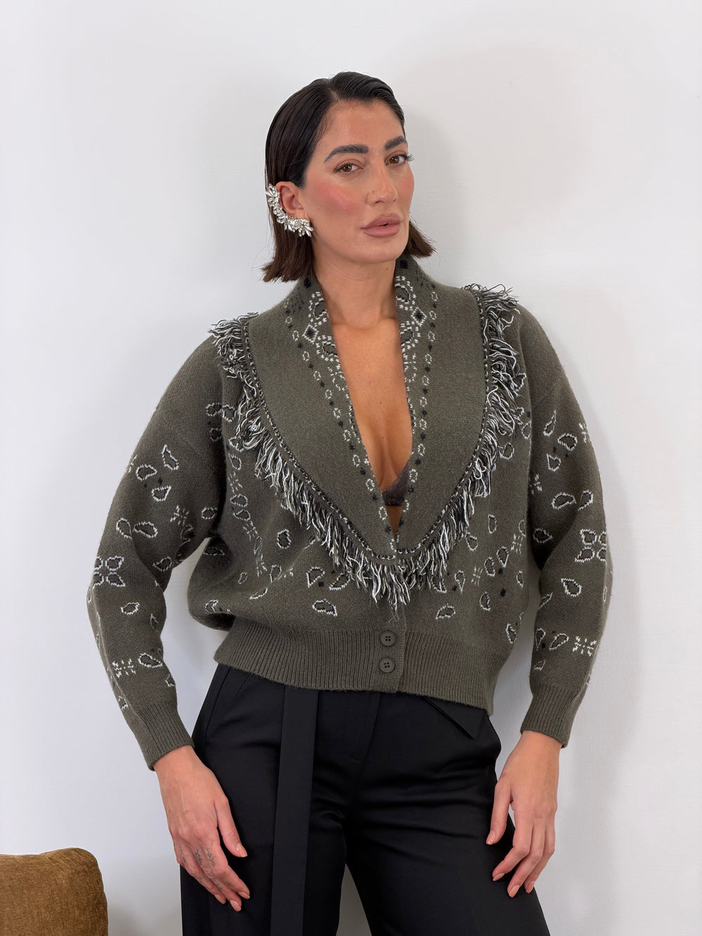 Cardigan Bandana Verde YHC7390